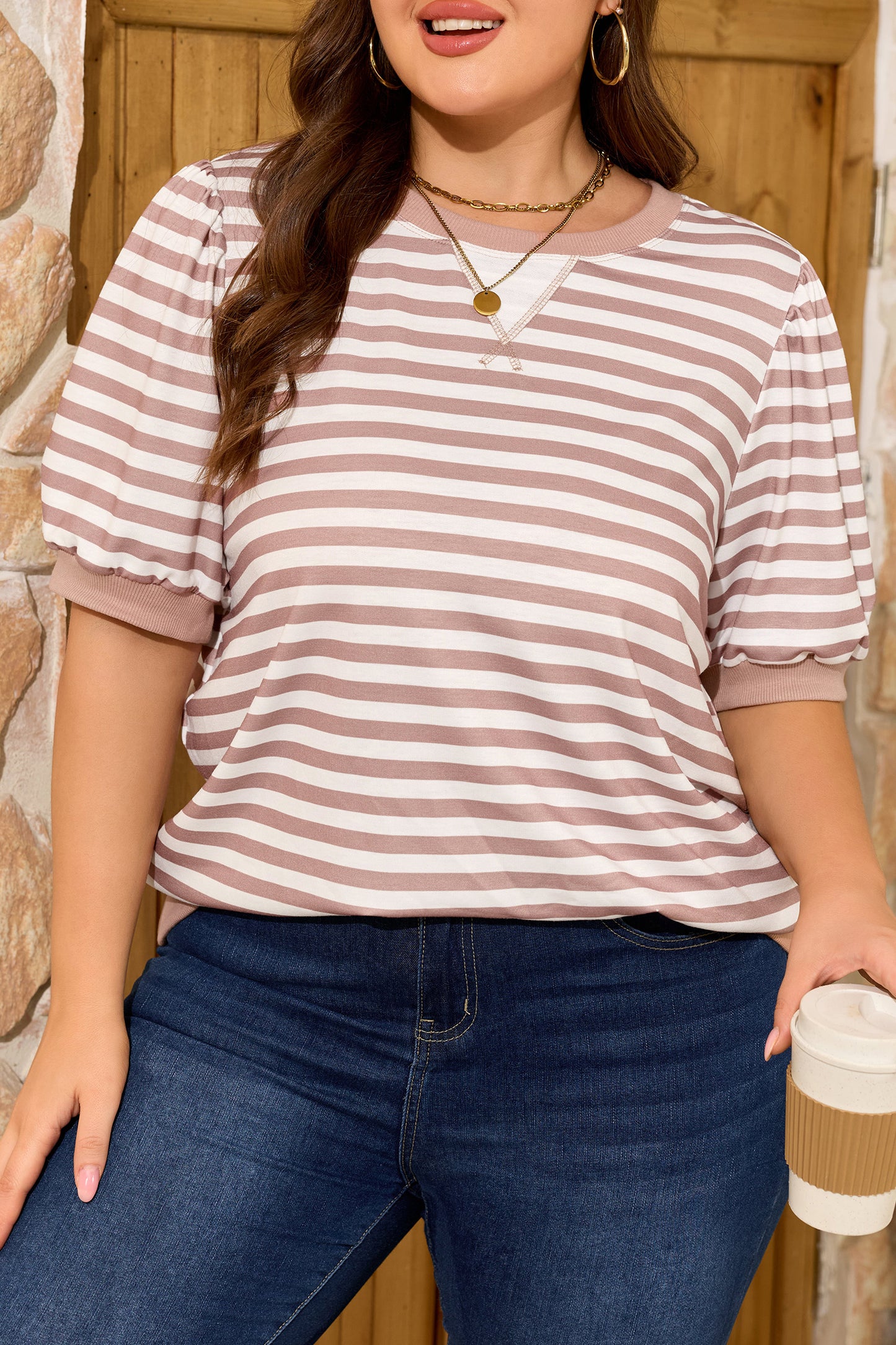 The Clementine Stripe Tee- PLUS
