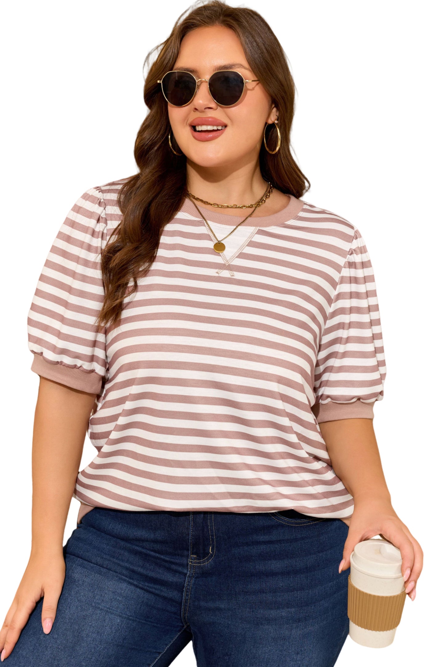 The Clementine Stripe Tee- PLUS