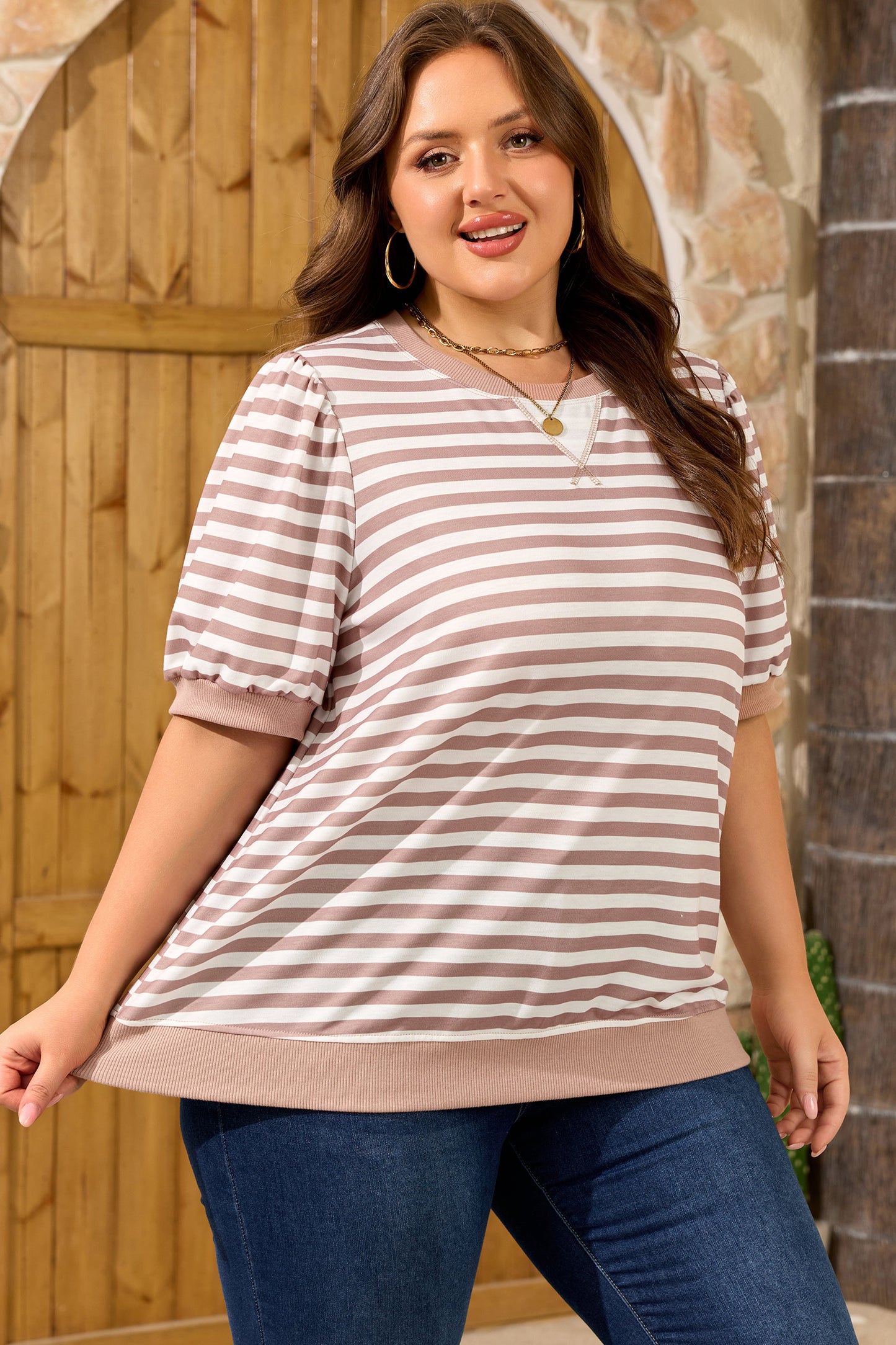 The Clementine Stripe Tee- PLUS